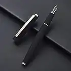 Hongdian Matte Black Fountain Pen Fine Nib, Warrior Series, Classic Design with Converter and Metal Gift Box