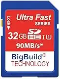 BigBuild Technology 32GB Ultra-schnell 90MB/s SD SDHC Speicherkarte für Nikon D60 Kamera