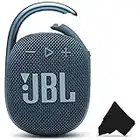 JBL Bluetooth Speaker | Bluetooth Shower Speaker | Includes Clip 4 Bluetooth Portable Speaker and Cloth | Waterproof Bluetooth Speaker, Outdoors, Indoors, Beach | Blue
