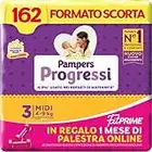 Pampers Progressi & Fit Prime Midi, Formato Scorta, 162 Pannolini, Taglia 3 (4-9 Kg), 1 Mese Di Palestra Online In Omaggio