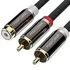 FosPower Y Adaptateur [8 Pouces] 2 RCA (mâle) à 1 RCA (Femelle) Stéréo Audio Y Adaptateur Subwoofer Câble [24k plaqué Or] Y Splitter Connectors Extension Cord