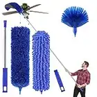 Microfibre Duster for high Ceilings, Duster for Cleaning Fan Cobweb, 100" Telescopic Extension Pole kit, Reusable Duster, Washable Lightweight Duster for Ceiling Fan webs, Blinds