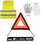 LIHAO Kits de Emergencia - Triángulo Reflectante, Chaleco Reflectante y Guantes