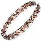 Rainso Bracciale Da Donna, Bracciale Magnetico In Rame puro, Elegante Bracciale Magnetico Da Donna, Sollievo Dal Dolore Per Artrite, Braccialetto per artrite con 3 fibbie più intelligenti regolabili