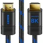 deleyCON 2m Câble Nylon 8K UHD-II HDMI 2.1 4320p 2160p 8K@60Hz 4K@120Hz 7680x4320p Prise Métallique Dolby DTS HDR eARC CEC HDTV Ethernet