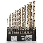 13Pack HSS Twist Drill Bit Set Metric M35 Cobalt Steel High Speed Steel Titanium Coated Drill Bit Tool Extremely Heat Resistant with Straight Shank 1.5mm-6.5mm for Drilling Tool Wood, Metal & Plastic