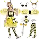 Latocos Bumble Bee Costume Kids Girls with Tutu Dress Wings Bags Dress Up Pretend Play Birthday Halloween Gifts Ages 3-10