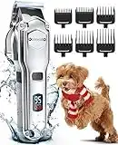 oneisall Dog Clippers for Grooming for Thick Heavy Coats/Low Noise Rechargeable Cordless Pet Shaver with Stainless Steel Blade for Pets and Animals, Waterproof