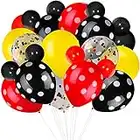 75 Pieces Mouse Color Balloons Confetti Balloons Polka Dot Balloons Latex Party Balloons Balloon Garland for Halloween Baby Shower Wedding Mouse Birthday Party Decorations Supplies (Red-Black-Yellow)
