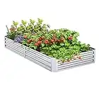 Mr IRONSTONE Galvanized Raised Garden Bed Outdoor for Vegetables Flowers Herb, Large Heavy Metal Planter Box Steel Kit with Metal Stake to Fix, 4×8×1ft