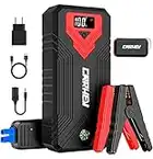 CARHEV Starthilfe Powerbank, 3000A Spitzenstrom 24000mAh Auto Starthilfe Powerbank mit LCD Display für bis zu 8L Benzin & 8L Dieselmotor, 12V Jump Starter mit USB Schnellladung und LED Taschenlampe