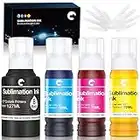 Hiipoo Sublimation Ink for EcoTank Supertank Inkjet Printer ET-2400 ET-2720 ET-2760 ET-2800 ET-2803 ET-2830 ET-4800 ET-3760 ET-2850 ET-7720 ET-15000 /Upgrade Version/Offer Free ICC Printing