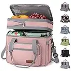 Maelstrom Lunch Bag Women,23L Insulated Lunch Box for Men Women,Expandable Double Deck Lunch Cooler Bag,Lightweight Leakproof Lunch Tote Bag with Side Tissue Pocket,Pink