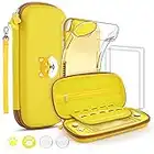 GeeRic Étuis Compatible pour Switch Lite 2019, Protection Housse + Coque Transparente + Protection écran Compatible pour Switch Lite + 4 Thumb Grip, Jaune Clair, Pattes de Chien