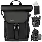 TARION SP01 Zaino per fotocamera Borsa per fotocamera in tela con scomparto per laptop rimovibile Zaino per fotografia con copertura antipioggia impermeabile Nero