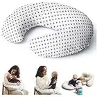 Niimo Coussin d' Allaitement Maternité Bebe avec Taie Coussin 100% Coton Amovible et Lavable Remplissage Oreiller de Fibres de Polyester (Blanc- Pois)