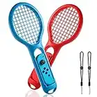 LYCEBELL Raquette de tennis pour Nintendo Switch [2 Pièces] Compatible avec Mario Tennis Aces, Raquette tennis pour manettes Joy-Con ( Rouge et Bleu)