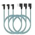 iPhone Charger Cord 10 FT 3 Pack Lightning Cable 90 Degree Nylon Braided Gaming Charging Cord Compatible with iPhone 14 13 12 11 Pro XS MAX XR X 8 7 6S Plus SE iPad (10 FT, Black Blue)