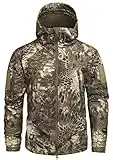 Chaqueta táctica militar cálida de forro polar de manga larga con capucha de camuflaje Softshell impermeable para hombre, para camping, caza, pesca, al aire libre, chaqueta con capucha. Serpent Vert S