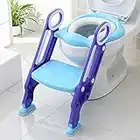 Scaletta Gradini Vasi Riduttore WC per Bambini, Sedile Imbottito, Gradini Antiscivolo con Maniglia, per 1-8 Anni (Blu+viola)