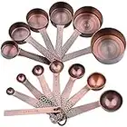 Smithcraft Measuring Cups and Spoons Set, Copper Measuring Cups and Spoons Set, Stainless Steel Measuring Cups and Spoons, Copper Plated Measuring Cups Spoons, 6 Measurer cups, 7 Measurement Spoons
