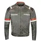 Men's Vintage Cafe Racer Motorcycle Distressed Leather Armor Biker Jacket L