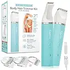 Kaphio Waterproof Bikini Trimmer, Hair Clippers for Women with 3 Hair Trimmer Guards for Clipping, 2 in 1 Rechargeable Body & Bikini Trimmer for Women, Tiffany Blue