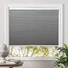 Cordless Cellular Blinds Blackout Shades Honeycomb Blinds Window Fabric Blinds Grey-White, 34x64 inch