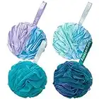 AmazerBath - Set di 4 spugne per doccia e bagno, 75 g/ pz, per bagni e donne, colore fiore