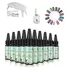 Résine UV-10 pièces 30ML cristal résine UV + huile brillante + lampe + 15 pigments pour bricolage maison artisanat professionnel bijoux boucles d'oreilles collier Bracelet Nail Art accessoires