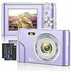 Cámara Digital 1080P FHD Mini Enfoque Automático Cámara de Videoblogs 48MP Recargable Pequeña Cámara Vlog Compacta con Zoom Digital 16X Regalo para Niños, Estudiantes, Adultos, Principiantes (Violeta)