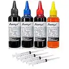 Aomya Encre à Colorant Universelle 400ml pour Cartouche Rechargeable HP Canon Epson Brother Système CISS 4 Couleurs (BK, C, M, Y)