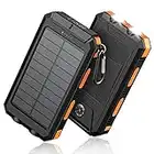 Feeke Solar-Charger-Power-Bank - 36800mAh Portable Charger,QC3.0 Fast Charger Dual USB Port Built-in Led Flashlight and Compass for All Cell Phone and Electronic Devices(Orange)
