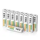 EBL 16PCS Piles AA Rechargeables 2800mAh 1,2V Ni-MH, Longue Durée avec Boîte de Stockage