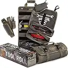 The Ryker Bag PRO Official Tool Roll Organizer – 4 Detachable Tool Pouches + Wrench Organizer, Heavy Duty Tool Bags for men + women Roll Up Tool Bag for Mechanic/Electrician Tools Storage