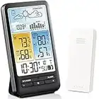 KALEVOL Weather Stations Indoor Outdoor Thermometer Wireless Color Display Temperature Humidity Monitor with Atomic Clock and Adjustable Backlight, Weather Thermometers with Barometer and Moon Phase