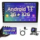 Autoradio Android 11 2G+32G Auto stereo 9 Pollici Touch Screen 2 Din con Navigazione GPS, WiFi, Vivavoce Bluetooth, Mirror Link, Radio FM RDS, Telecamera Posteriore, USB Lettore Multimediale per Auto