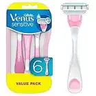 Gillette Venus Sensitive Disposable Razors for Women with Sensitive Skin, Delivers Close Shave with Comfort, 6 Count (Pack of 1)