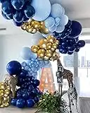 159pcs DIY Balloons Garland with Navy Blue Macaron Blue Metallic Gold Balloon Arch Garland Kit for Graduation Party Baby Shower Wedding Birthday Party Centerpiece Backdrop Engagement Decoration