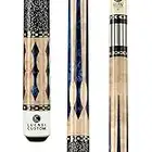 Lucasi Custom Super Birds-Eye Pool Cue with Blue Luster Inlays, 19-Ounce