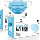 Harley Street Care Disposable Blue Face Masks Protective 3 Ply Breathable Triple Layer Mouth Cover with Elastic Earloops (Pack of 100)