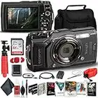 Olympus Tough TG-6 Waterproof Camera (Black) - Adventure Bundle - with 2 Extra Batteries + Float Strap + Sandisk 64GB Ultra Memory Card + Padded Case + Flex Tripod + Photo Software Suite + More