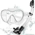 Bairuifu Snorkel Mask, 100% Food-Grade Silicone Snorkel Set Anti-Fog Tempered Glass Scuba Mask, Snorkeling Gear for Adults