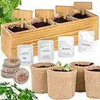 ONVAYA® Kräuter Anzuchtset mit Holzkiste | Indoor Kräutergarten | Grow Kit | Mini-Kräutergarten | Kräutergarten-Set mit Basilikum, Schnittlauch, Petersilie & Dill Samen