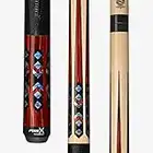 Players HXTE8 Billiard Pool Cue PureX Technology, Natural Birdseye Maple Forearm and Cocobolo Butt with Black & Mother-of-Pearl Graphic Overlay, 19-Ounce, 12.75mm Tip