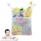 Horuhue Bath Toy Storage Organizer, Hanging Mesh Bag with Suction Cup Hooks Multi-Pockets for Storage Toy Organizer Mesh Net Bag (Large 20.5" x 17.7")