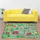 Capslpad Kids Play Rug for Playroom 5.2x3.3 ft Town City Road Map Car Mat Play Mat Educational Learning Carpet Area Rug for Boy Girl Toddler Bedroom Playroom