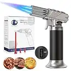 LUZOON Chalumeau de Cuisine, Double Flamme Torche de Cuisine avec Verrou de Continuez et Flamme Ajustable Brûleur pour la Crème Brûlée,Cuisson,Barbecue,Camping,DIY(Butane Non Inclus)