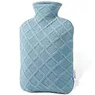 FORICOM Hot Water Bottle with Soft Cover 2.0L Large Classic BPA Free Hot Water Bag for Neck, Shoulder Pain and Hand Feet Warmer, Menstrual Cramps, Hot Compress and Cold Therapy (Sky Blue)