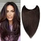 S-noilite Wire Hair Extensions,Invisible Wire Extension Human Hair 100% Remy Natural Secret Wire Extensions Real Hair Pieces for Women (16 inch, 2 Dark Brown)